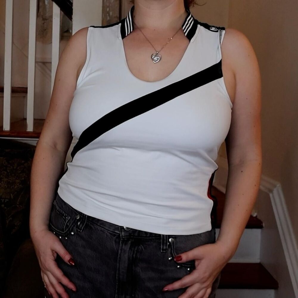Latona Golf Active Tank Top Sz Medium Sheer Stripe Athletic Athleisure Sporty